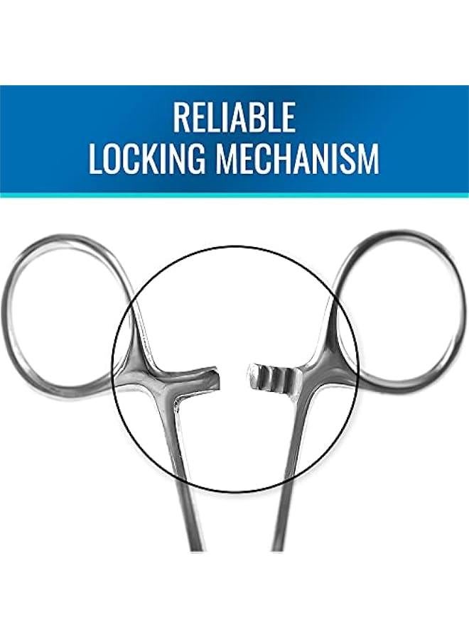 Precision Locking Clamp Tweezers Forceps with 5.5-inch Curved Silver Design - Image 4