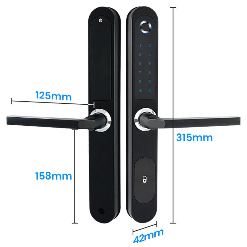 Smart Door Lock Silver 20mm Panel - 0.5s Fast Fingerprint Recognition Sliding Door Lock - Sturdy Full Steel Structure Biometric Lock for Home Sliding Glass Doors - Image 5