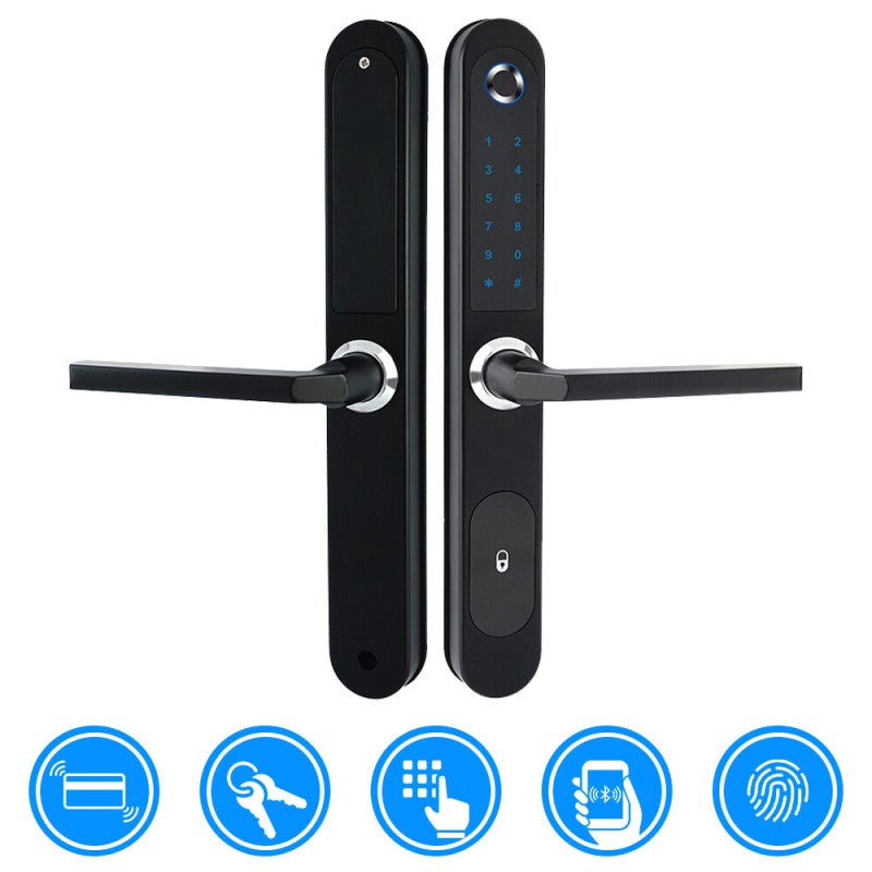 Smart Door Lock Silver 20mm Panel - 0.5s Fast Fingerprint Recognition Sliding Door Lock - Sturdy Full Steel Structure Biometric Lock for Home Sliding Glass Doors - Image 1