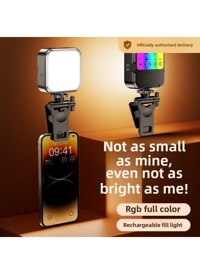 Generic - Mini Portable Fill Light Selfie Mobile Phone Live Photo Lighting Light RGB Full Color SLR Camera Pocket Fill-Specifications:Rgb [full Color Model] Fill Light + Desktop Tripod + Clip - Image 1