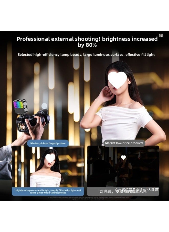 Generic - Mini Portable Fill Light Selfie Mobile Phone Live Photo Lighting Light RGB Full Color SLR Camera Pocket Fill-Specifications:Rgb [full Color Model] Fill Light + Desktop Tripod + Clip - Image 1