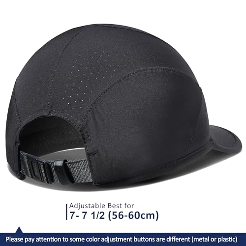 GADIEMKENSD Sport Cap,Soft Brim Lightweight Running Hat Breathable Baseball Cap Quick Dry Sport Caps Cooling Portable Sun Hats for Men and Woman Performance Cloth Workouts and Outdoor Activities Black - Image 3