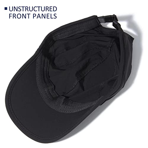 GADIEMKENSD Sport Cap,Soft Brim Lightweight Running Hat Breathable Baseball Cap Quick Dry Sport Caps Cooling Portable Sun Hats for Men and Woman Performance Cloth Workouts and Outdoor Activities Black - Image 4