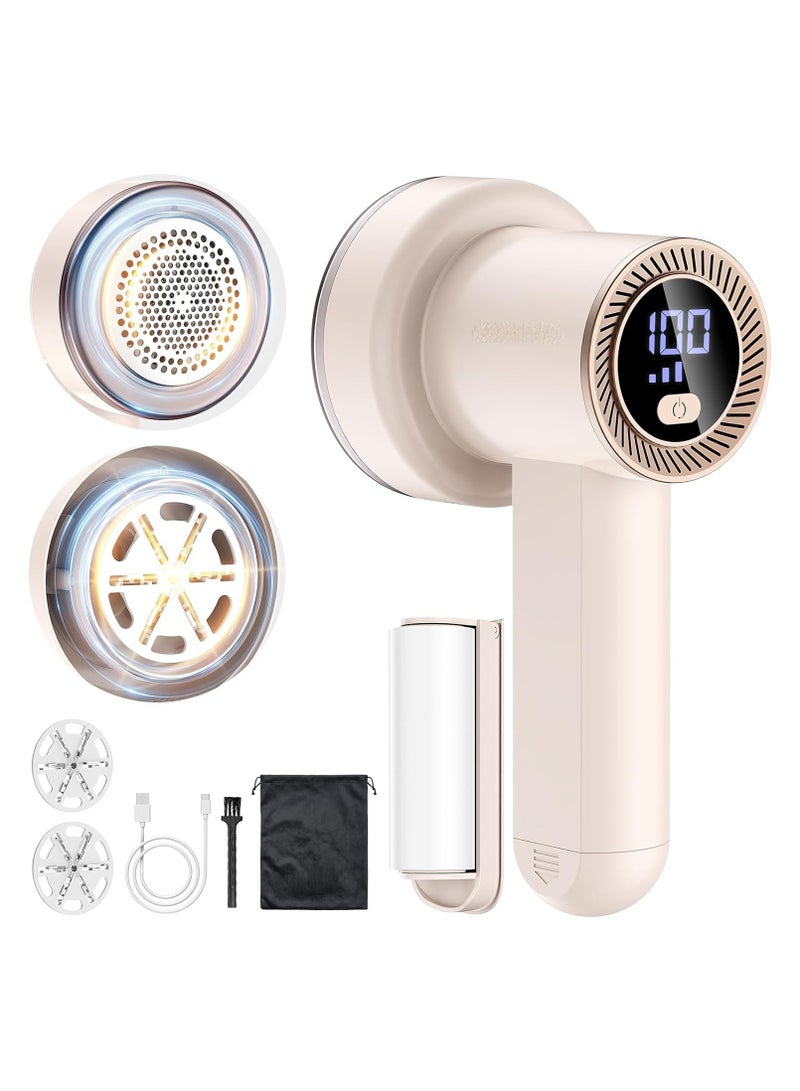 عام ماكينة حلاقة لإزالة زغب الأقمشة قابلة لإعادة الشحن مزودة بمحرك لإزالة الزغب مع شفرتين وشاشة رقمية LED للسترات والمفروشات والأثاث - Image 1