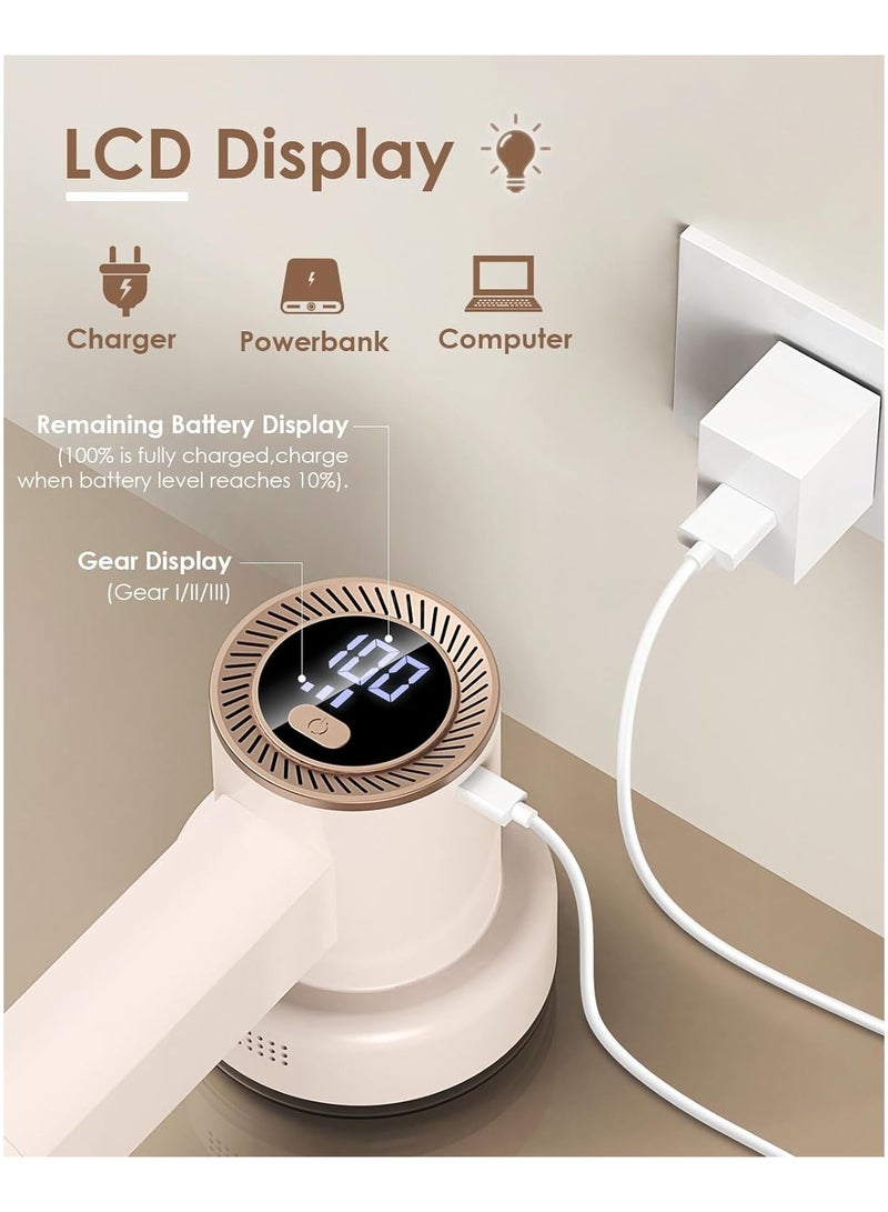 عام ماكينة حلاقة لإزالة زغب الأقمشة قابلة لإعادة الشحن مزودة بمحرك لإزالة الزغب مع شفرتين وشاشة رقمية LED للسترات والمفروشات والأثاث - Image 2