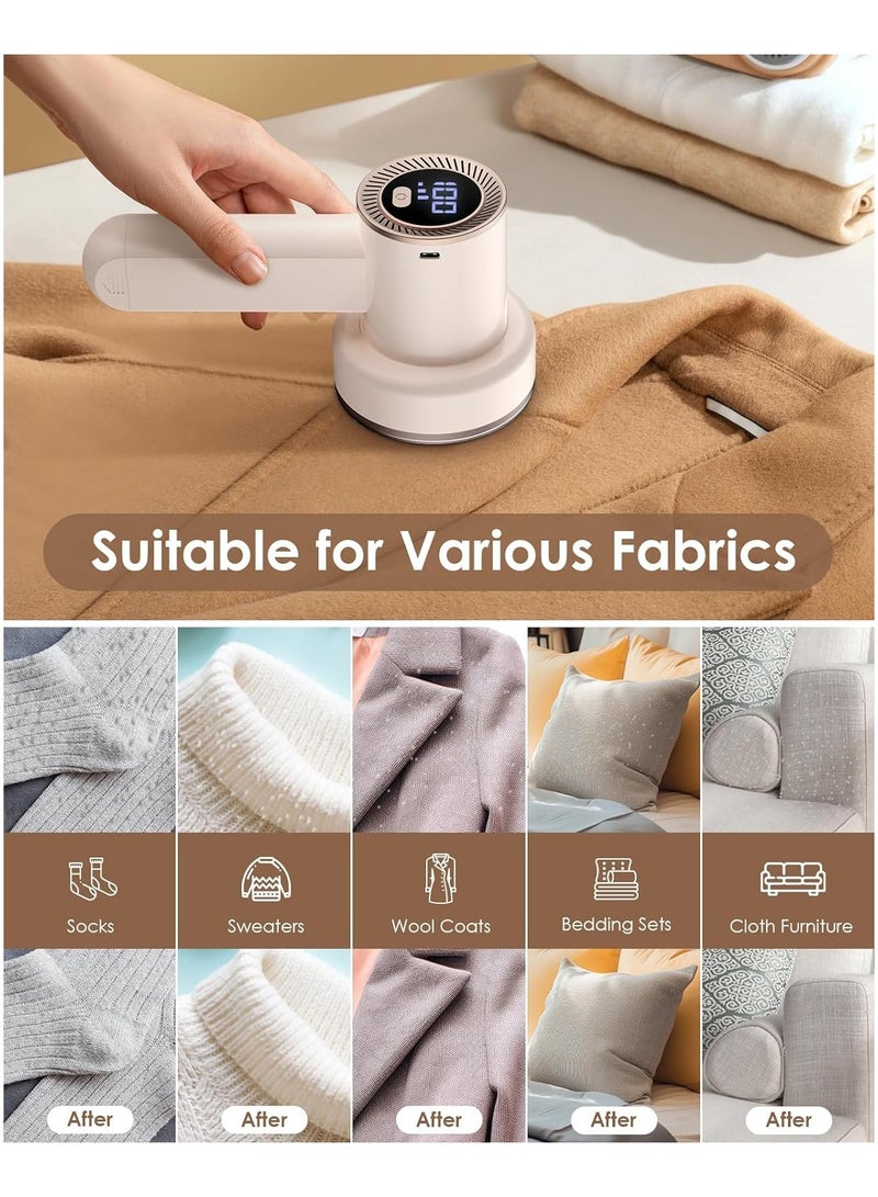 عام ماكينة حلاقة لإزالة زغب الأقمشة قابلة لإعادة الشحن مزودة بمحرك لإزالة الزغب مع شفرتين وشاشة رقمية LED للسترات والمفروشات والأثاث - Image 4