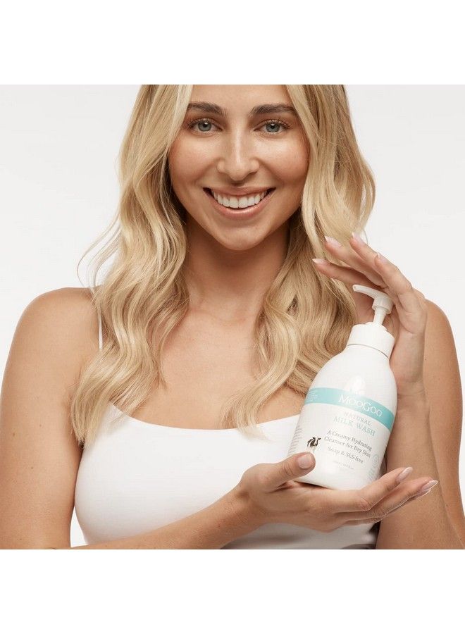 MOOGOO غسول حليب الوجه والجسم تركيبة منظف لطيفة غير مهيجة للبشرة الجافة الحساسة لجميع الفئات العمرية (من الرضع إلى البالغين) وجميع أنواع البشرة منظف خالٍ من الفثالات للرجال والنساء - Image 3