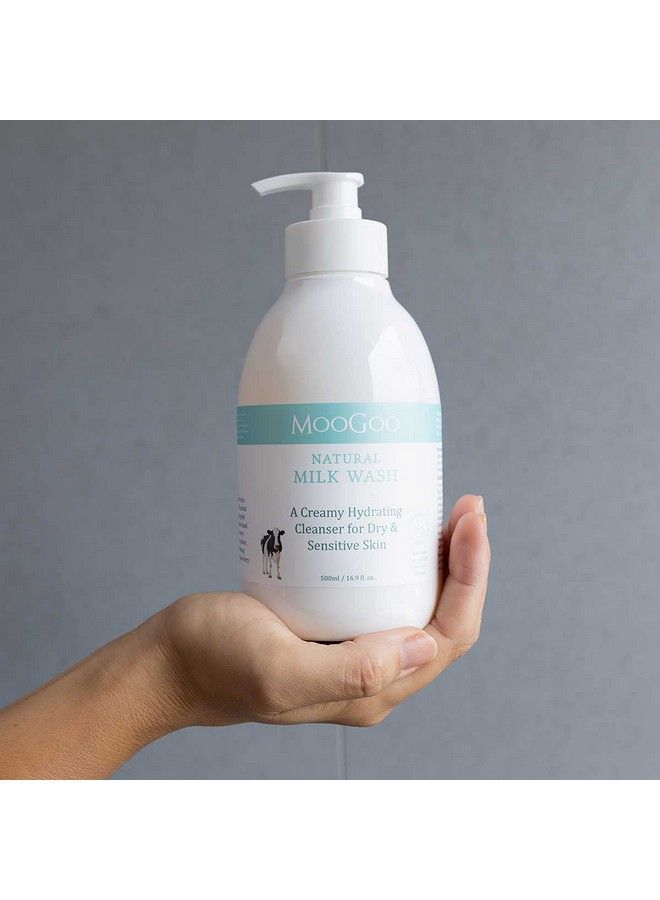 MOOGOO غسول حليب الوجه والجسم تركيبة منظف لطيفة غير مهيجة للبشرة الجافة الحساسة لجميع الفئات العمرية (من الرضع إلى البالغين) وجميع أنواع البشرة منظف خالٍ من الفثالات للرجال والنساء - Image 4