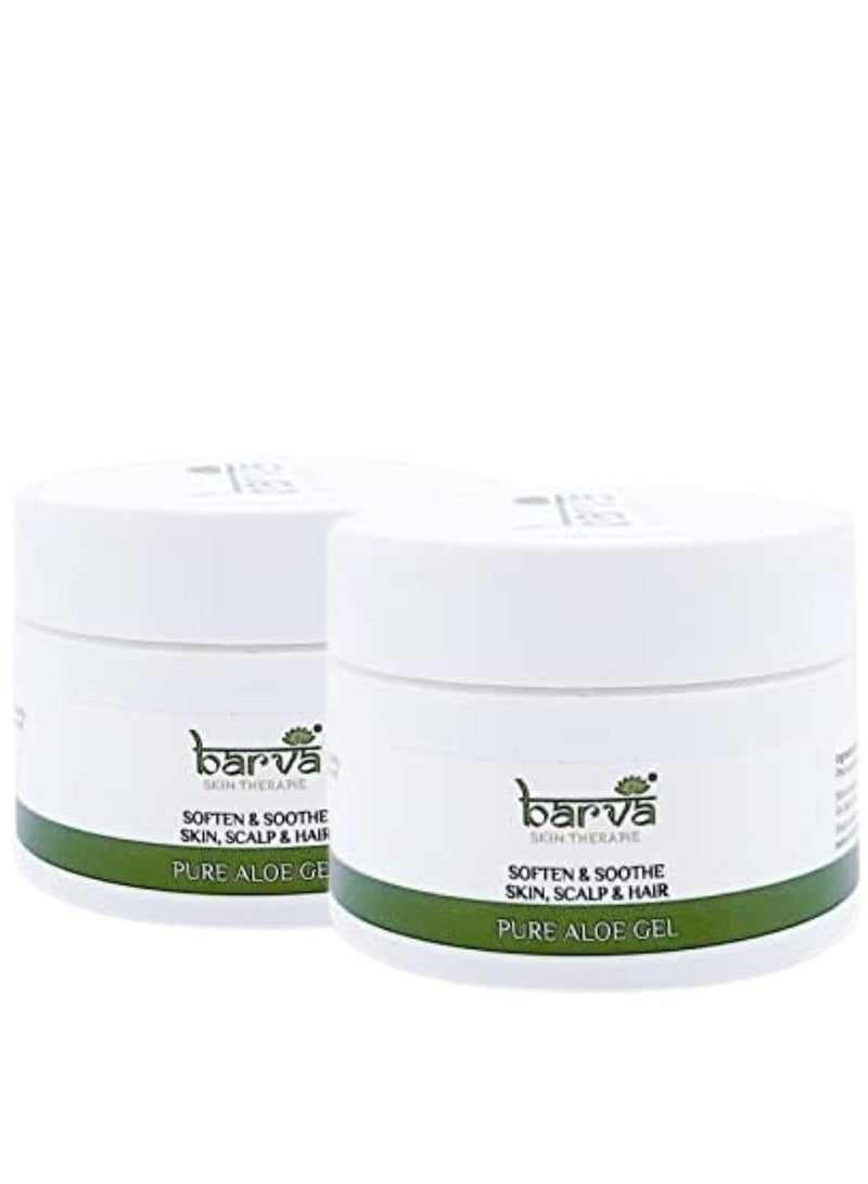 Barva Pure Aloe Gel Suits All Skin Hair Types Soften Soothe Skin Scalp Hair Pack of 2 50ML - Image 1