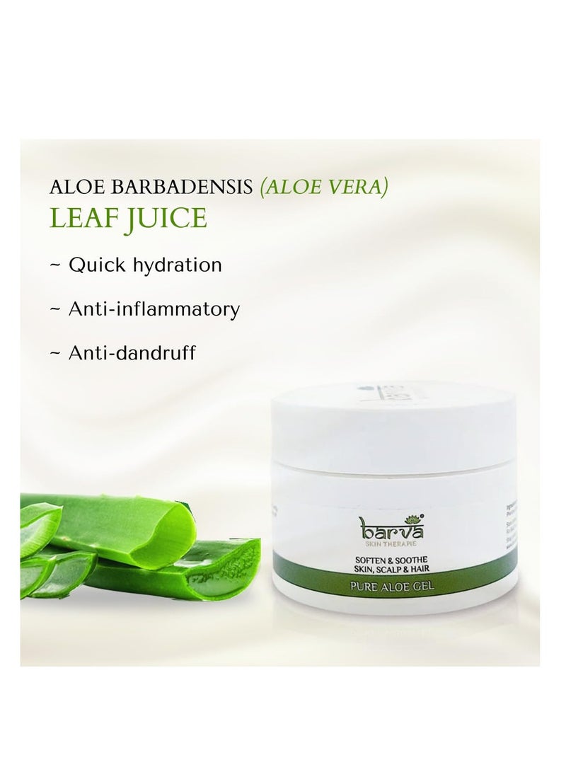 Barva Pure Aloe Gel Suits All Skin Hair Types Soften Soothe Skin Scalp Hair Pack of 2 50ML - Image 5