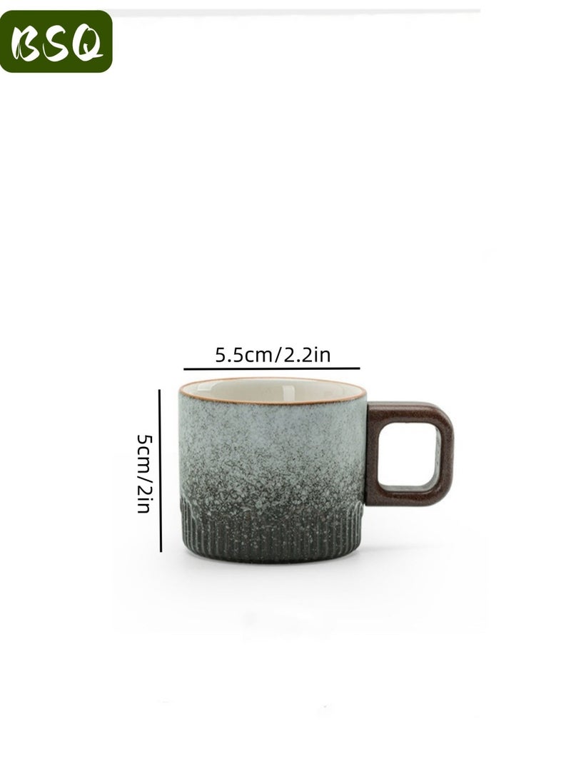 بي إس كيو كوبين صغيرين من الإسبريسو بسعة 75 مل (أسود وأبيض) بمقابض خشبية من السيراميك وتزجيج متدرج، مثالي للقهوة التركية واللاتيه والكابتشينو. أكواب قهوة صغيرة من البورسلين على الطراز الياباني بمقابض خشبية وأكواب شاي سيراميك صغيرة. - Image 5