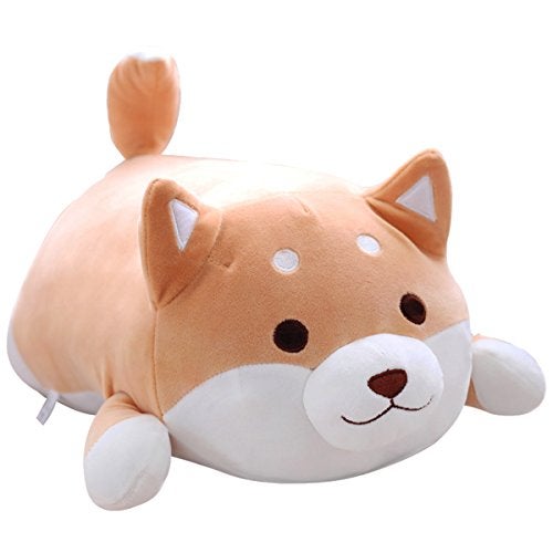Levenkeness Shiba Inu Dog Plush Pillow Cute Corgi Akita Stuffed Animals Doll Toy Gifts for Valentines Gift ChristmasSofa Chair Brown Round Eye 228 - Image 1