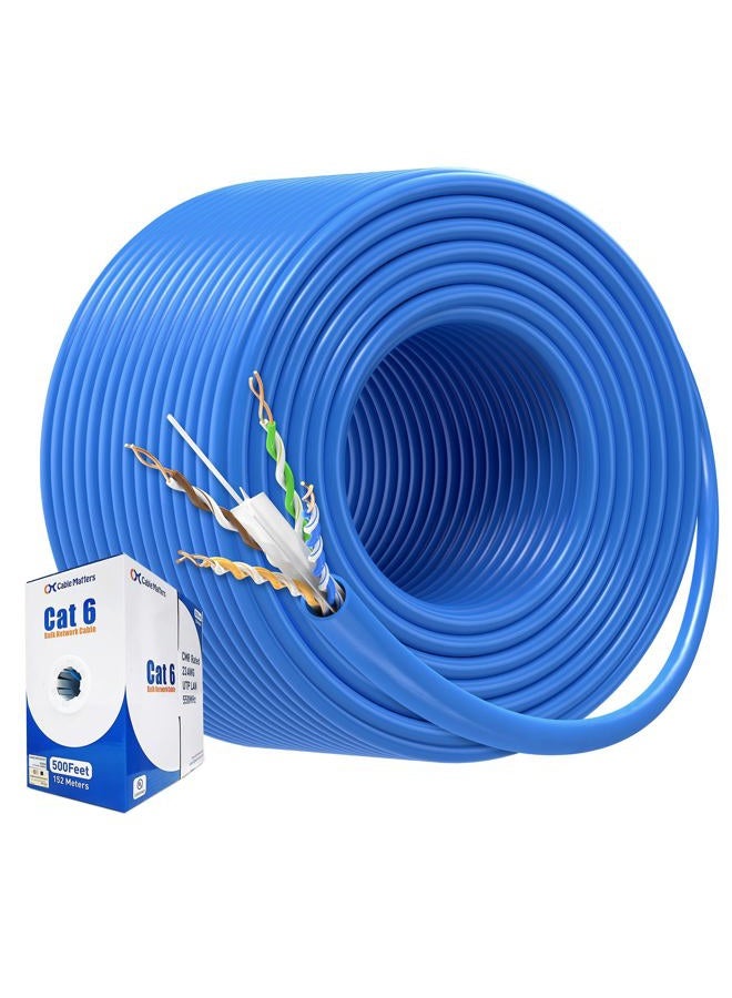 Cable Matters [UL Listed] 10Gbps in-Wall (CM) Rated 23AWG Bare Copper Cat 6 Cable 500 ft (Cat6 Bulk Cable 500 ft, Cat6 Ethernet Cable, Internet Cable, Network Cable) in Blue - Image 1