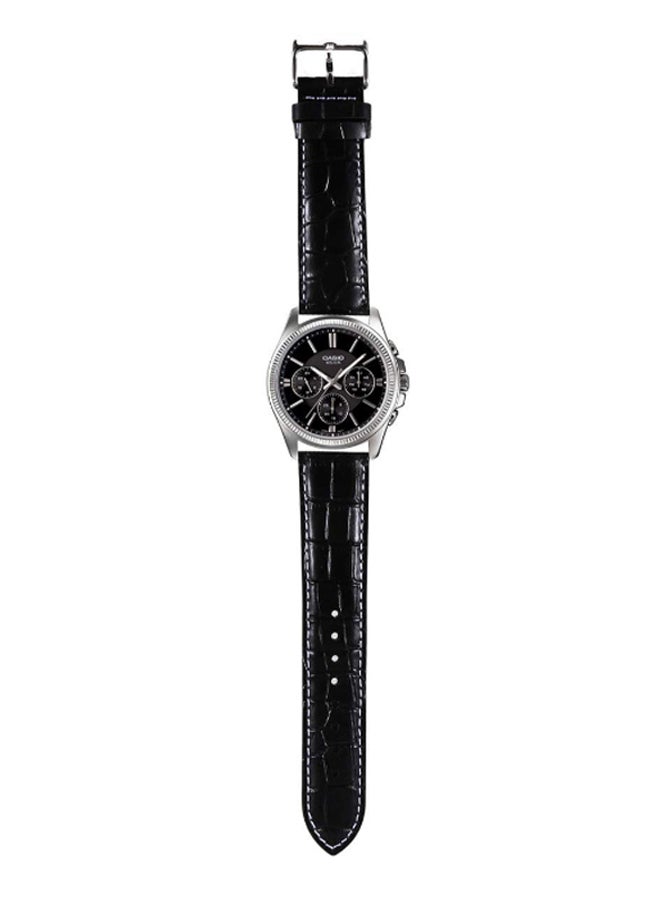 CASIO Men Leather Analog Quartz Watch MTP-1375L-1AVDF - 42 mm - Black - Image 3