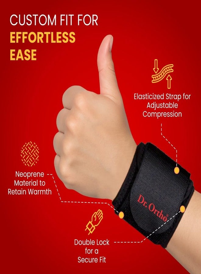 Dr. Ortho Dr.Ortho Wrist Support Neoprene Double Lock With Adjustable Wrist Strap | Neoprene Compression Brace For Pain Relief, Gym, Sports & Recovery For Men & Women | Pack Of 1(Black) - Image 4