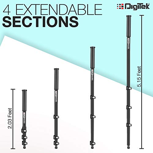 DIGITEK® (DMP 60N) Professional Monopod with 4 Extendable Sections & Dual Mount Thread Adapter (1/4inch and 3/8inch), Load Upto: 5 kgs, Max. Operating Height: 5.15 Feet (Black) - Image 2
