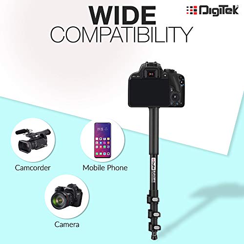 DIGITEK® (DMP 60N) Professional Monopod with 4 Extendable Sections & Dual Mount Thread Adapter (1/4inch and 3/8inch), Load Upto: 5 kgs, Max. Operating Height: 5.15 Feet (Black) - Image 4
