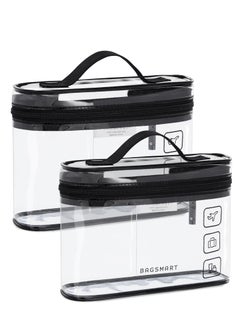 BAGSMART 2 Pack TSA Approved Toiletry Bag, Clear Makeup Cosmetic Bag Organizer, Quart Size Travel Bag for Toiletries, Carry-on Travel Accessories Essentials (Black)  - Image 1
