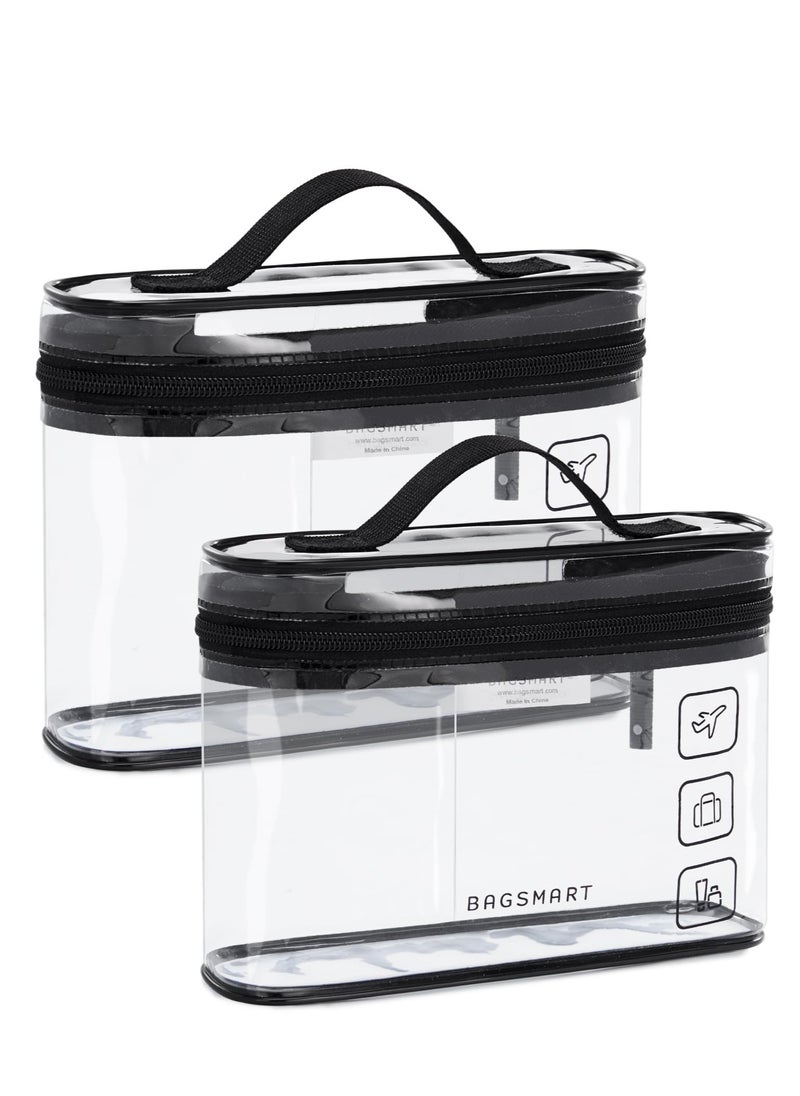BAGSMART - 2 Pack TSA Approved Toiletry Bag, Clear Makeup Cosmetic Bag Organizer, Quart Size Travel Bag for Toiletries, Carry-on Travel Accessories Essentials (Black) - Image 1