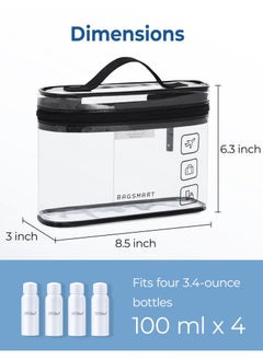 BAGSMART 2 Pack TSA Approved Toiletry Bag, Clear Makeup Cosmetic Bag Organizer, Quart Size Travel Bag for Toiletries, Carry-on Travel Accessories Essentials (Black)  - Image 2