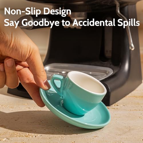 Sweese Espresso Cups with Saucers, 4 Ounce Demitasse Cups, Perfect for Single or Double Espresso, Cappuccino, Latte and Tea - Set of 6, Multicolor, Hot Assorted Colors - Image 3