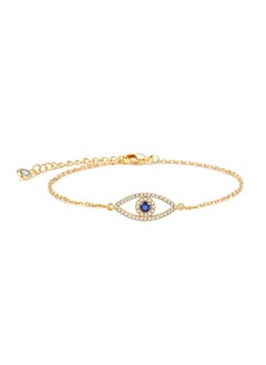 KAAF CREATIONS Kaaf Creations 18K Gold Plated Stainless Steel Evil Eye Bracelet for Women and Girls,Intensity Cubic Zirconia Inserts, 17 cm Length, Waterproof, Hypoallergenic  - Image 1