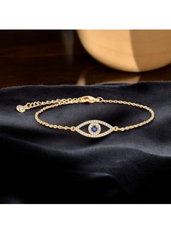KAAF CREATIONS Kaaf Creations 18K Gold Plated Stainless Steel Evil Eye Bracelet for Women and Girls,Intensity Cubic Zirconia Inserts, 17 cm Length, Waterproof, Hypoallergenic  - Image 2
