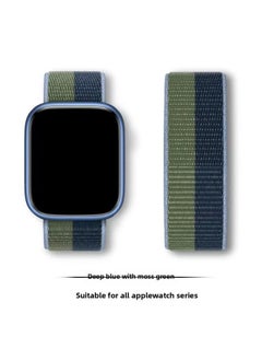 Suitable For Iwatch1-s9 Strap Light Mint/Ocean Blue Nylon Loop Velcro Wristband For Apple Watch Strap-Color:81# Moss Green-Specifications:42/44/45/49mm