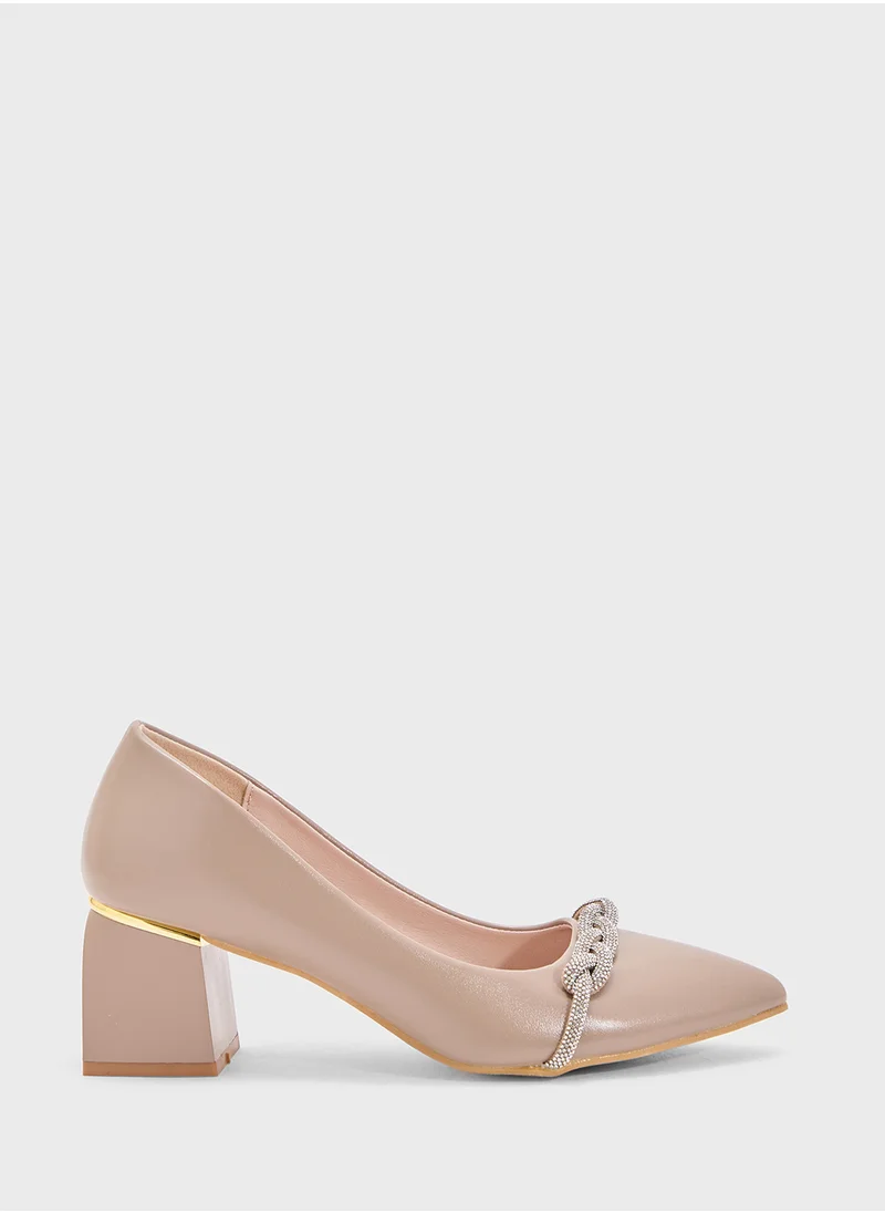 GRASS Diamante Heeled Pump
