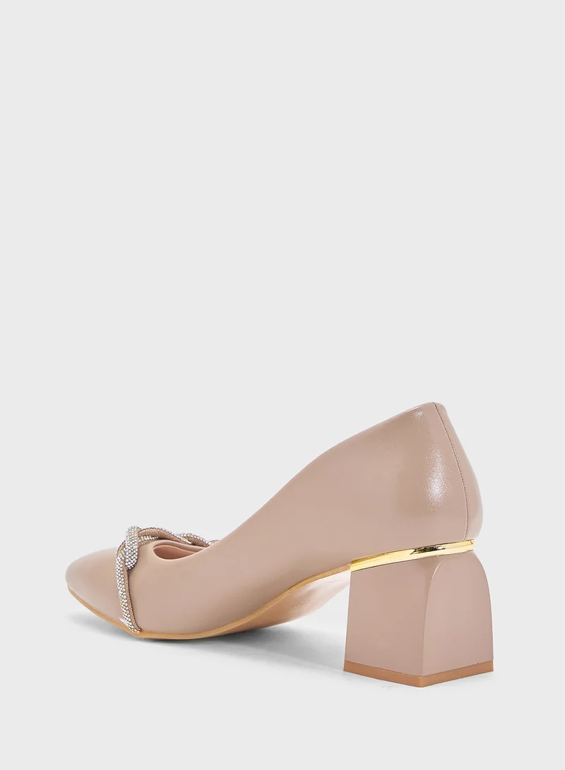 GRASS Diamante Heeled Pump