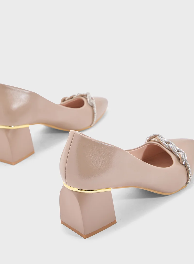 GRASS Diamante Heeled Pump