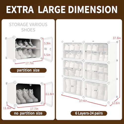 EXVITO Portable Shoe Rack for Home Plastic Shelves Household - 6 Door DIY Multipurpose Shoe Rack Organizer, Shoe Storage-Shelf with Dustproof Door Entryway - MSD White - Image 2