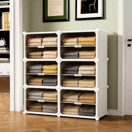 EXVITO Portable Shoe Rack for Home Plastic Shelves Household - 6 Door DIY Multipurpose Shoe Rack Organizer, Shoe Storage-Shelf with Dustproof Door Entryway - MSD White - Image 3