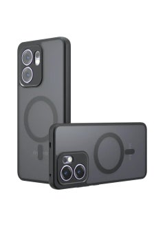 Magnetic case for OPPO Reno 13 F, matte semi-transparent black case Yellowing-resistant airbag Shockproof PC+TPU protective back cover for OPPO Reno 13 F
