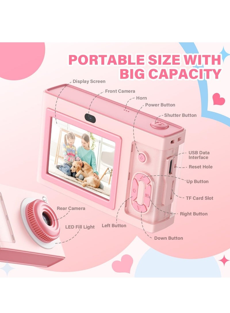 Kids Digital Camera with 32GB Card, 1080P Video, 4X Zoom, Anti-Shake, 2.4-Inch Screen, 32MP Compact Mini Point-and-Shoot, Perfect Gift for Teen Girls, Boys, and Adults - Pink. - Image 5