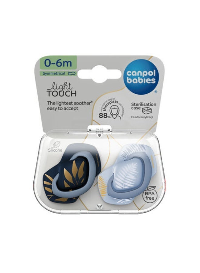 Canpol babies Silicone Soother Light touch 0-6m Symmetrical GOLD 2 pcs blue - Image 1