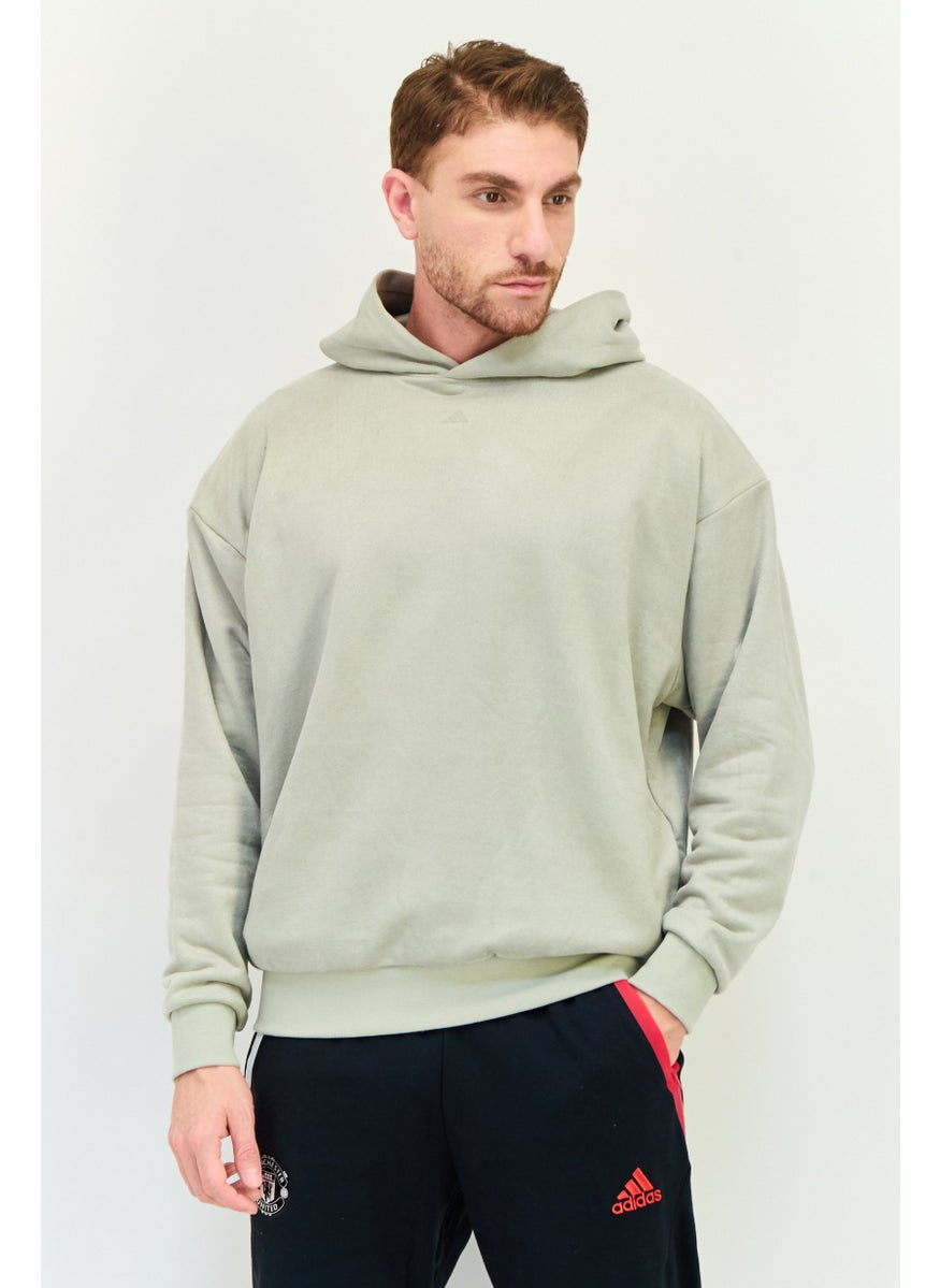Adidas Men Sportswear Fit Long Sleeve Outdoor Hoodie, Light Grey  - Image 1