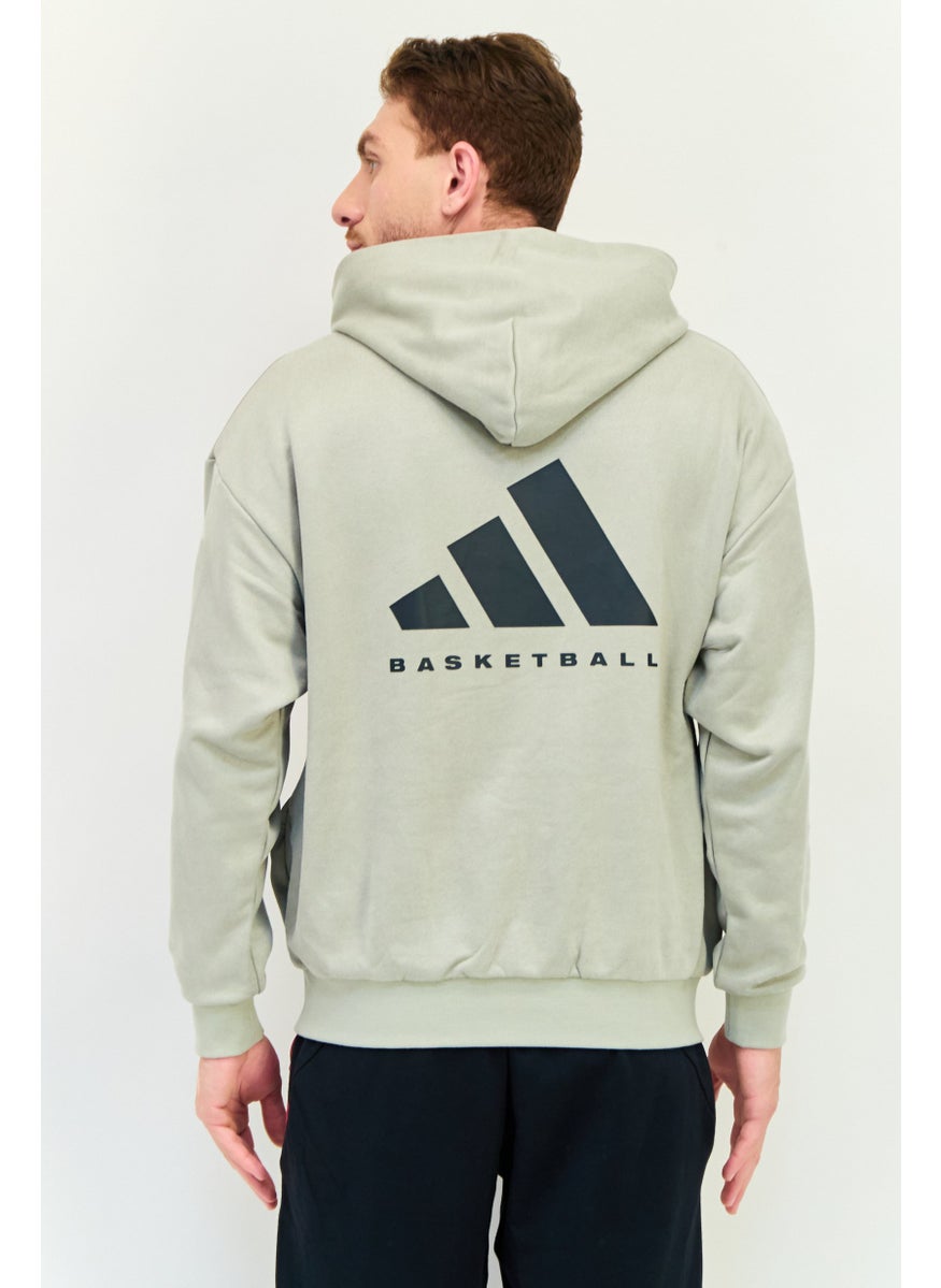 Adidas Men Sportswear Fit Long Sleeve Outdoor Hoodie, Light Grey  - Image 3