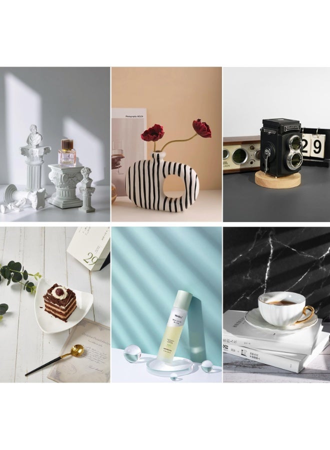 شو وو خلفية لتصوير المنتجات مع لوحين للإضاءة والظلال، مجموعة أدوات تصوير صغيرة من 10 قطع/20 نمطًا لتصوير المنتجات الصغيرة، مناسبة لتصوير الأطعمة والمجوهرات والقطع الصغيرة. - Image 3