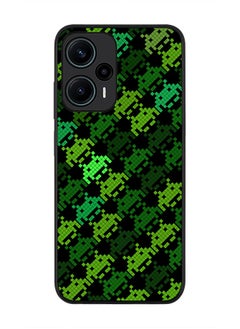 Rugged Black edge case for Xiaomi Poco F5 5G / Xiaomi Redmi Note 12 Turbo 5G Slim fit Soft Case Flexible Rubber Edges Anti Drop TPU Gel Thin Cover - Invader Matrix