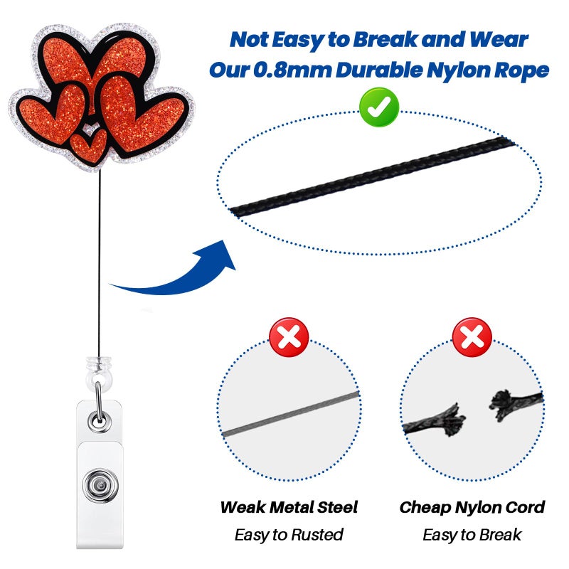 BEZTN Cute Heart Badge Reel, Retractable ID Card Badge Holder, Name Tag Work Badge Clip for NICU RN LPN CNA MA ER Night Shift Nurse Nursing Student Doctor Teacher, Nurse Gifts - Image 5