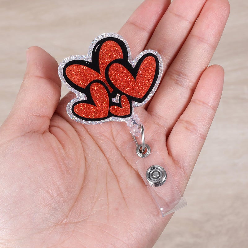 BEZTN Cute Heart Badge Reel, Retractable ID Card Badge Holder, Name Tag Work Badge Clip for NICU RN LPN CNA MA ER Night Shift Nurse Nursing Student Doctor Teacher, Nurse Gifts - Image 3