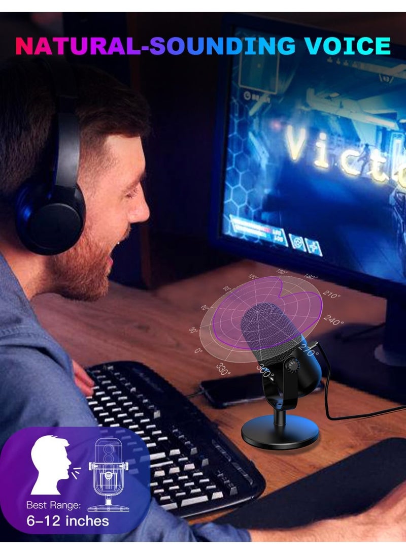 onikuma Professional USB Gaming Microphone with Noise Cancellation, RGB Streaming, Podcast, Recording & Gaming Microphone for PC, Mac, PS4, PS5, YouTube, Twitch and Discord - Image 3