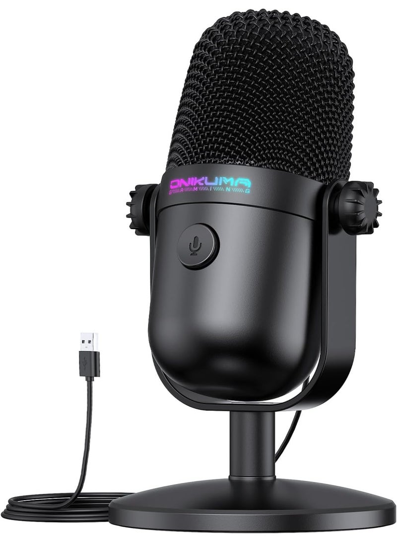 onikuma Professional USB Gaming Microphone with Noise Cancellation, RGB Streaming, Podcast, Recording & Gaming Microphone for PC, Mac, PS4, PS5, YouTube, Twitch and Discord - Image 1