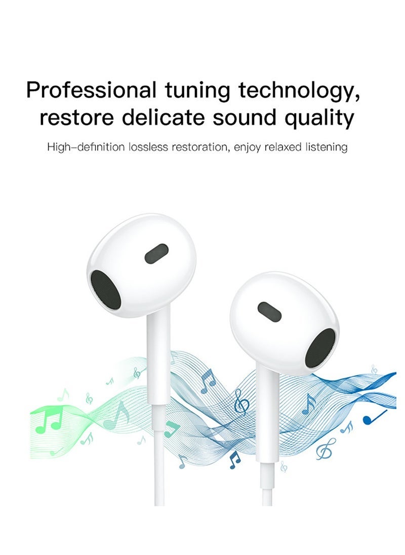 Yesido YH38 Type-C Wired Earphones with Microphone – High Quality Stereo Sound Headset for Smartphones, USB-C Earbuds with In-Line Controls for Music & Calls – White  - Image 4