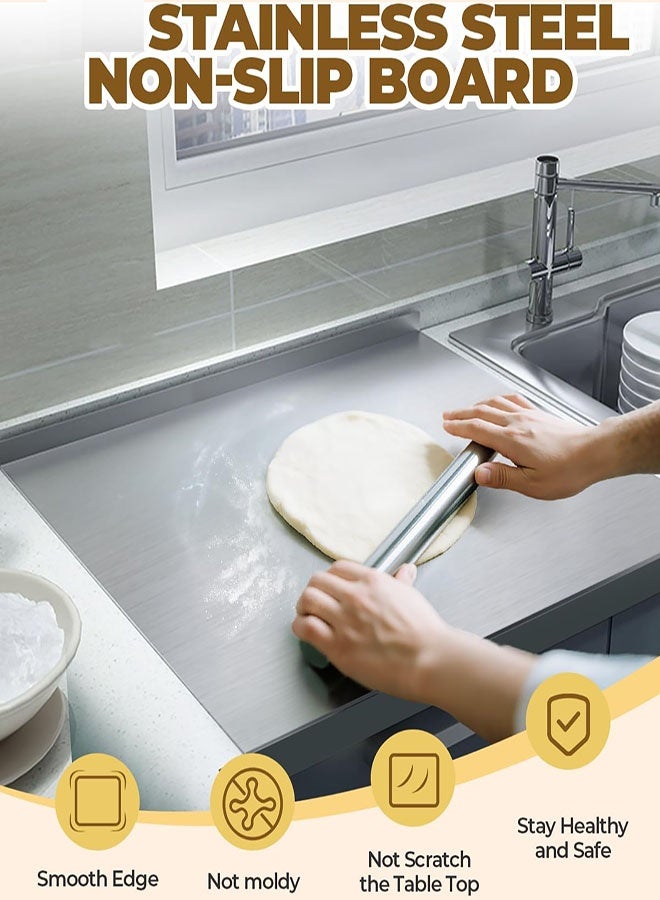 Stainless Steel Cutting Boards for The Kitchen, Suitable for Meat, Fruits, Vegetables, Bread, and Baking Large-sized Cutting Boards (40 x 30cm/15.7 x 11.8 in) - Image 3