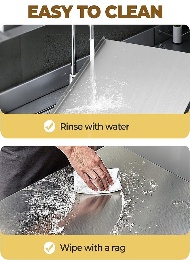 Stainless Steel Cutting Boards for The Kitchen, Suitable for Meat, Fruits, Vegetables, Bread, and Baking Large-sized Cutting Boards (40 x 30cm/15.7 x 11.8 in) - Image 4