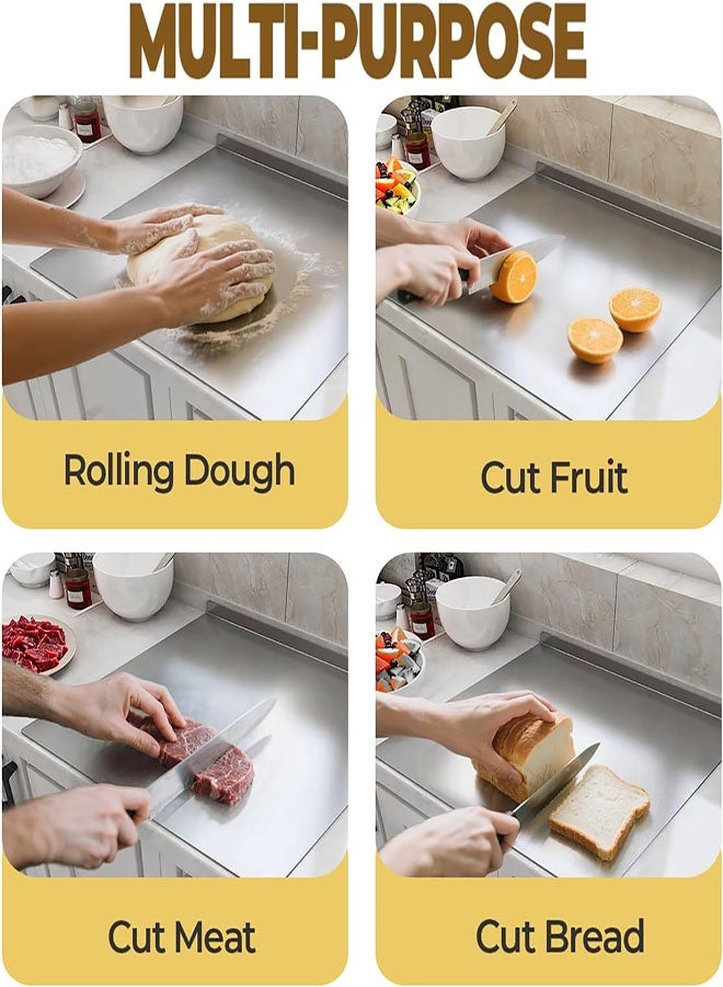Stainless Steel Cutting Boards for The Kitchen, Suitable for Meat, Fruits, Vegetables, Bread, and Baking Large-sized Cutting Boards (40 x 30cm/15.7 x 11.8 in) - Image 5