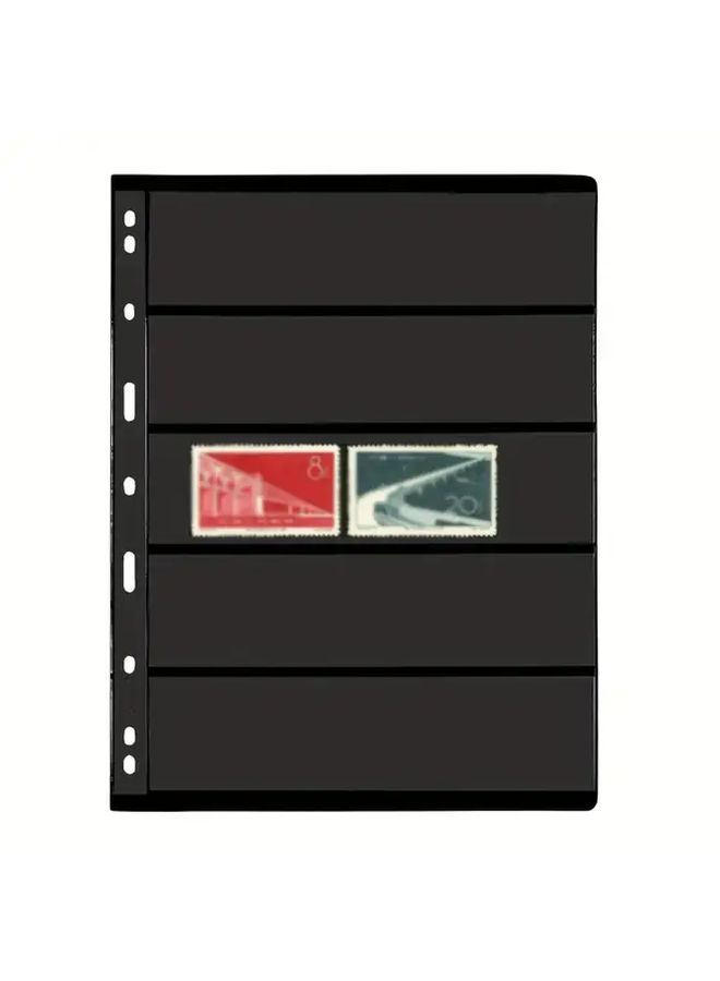 10 Sheets Stamp Binder Pages 5 Rows Capacity Durable PVC Material Black - Image 1