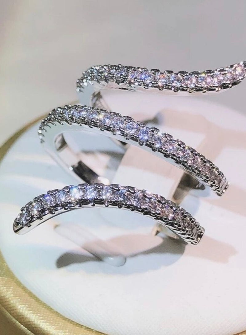 STRATEG خاتم مرصع بالزركونيا من الفضة الإسترليني عيار 925 - Image 1